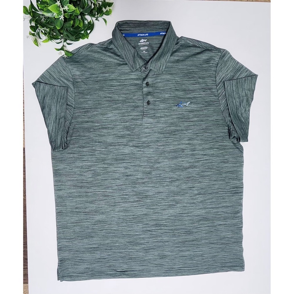 Greg Norman Shirt Mens XL Golf Polo Short Sleeve Green Color. Stripes